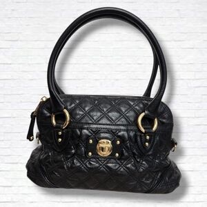 Marc Jacobs "Margot" Black with Gold Hardware Quilted Calfskin Leather Bag